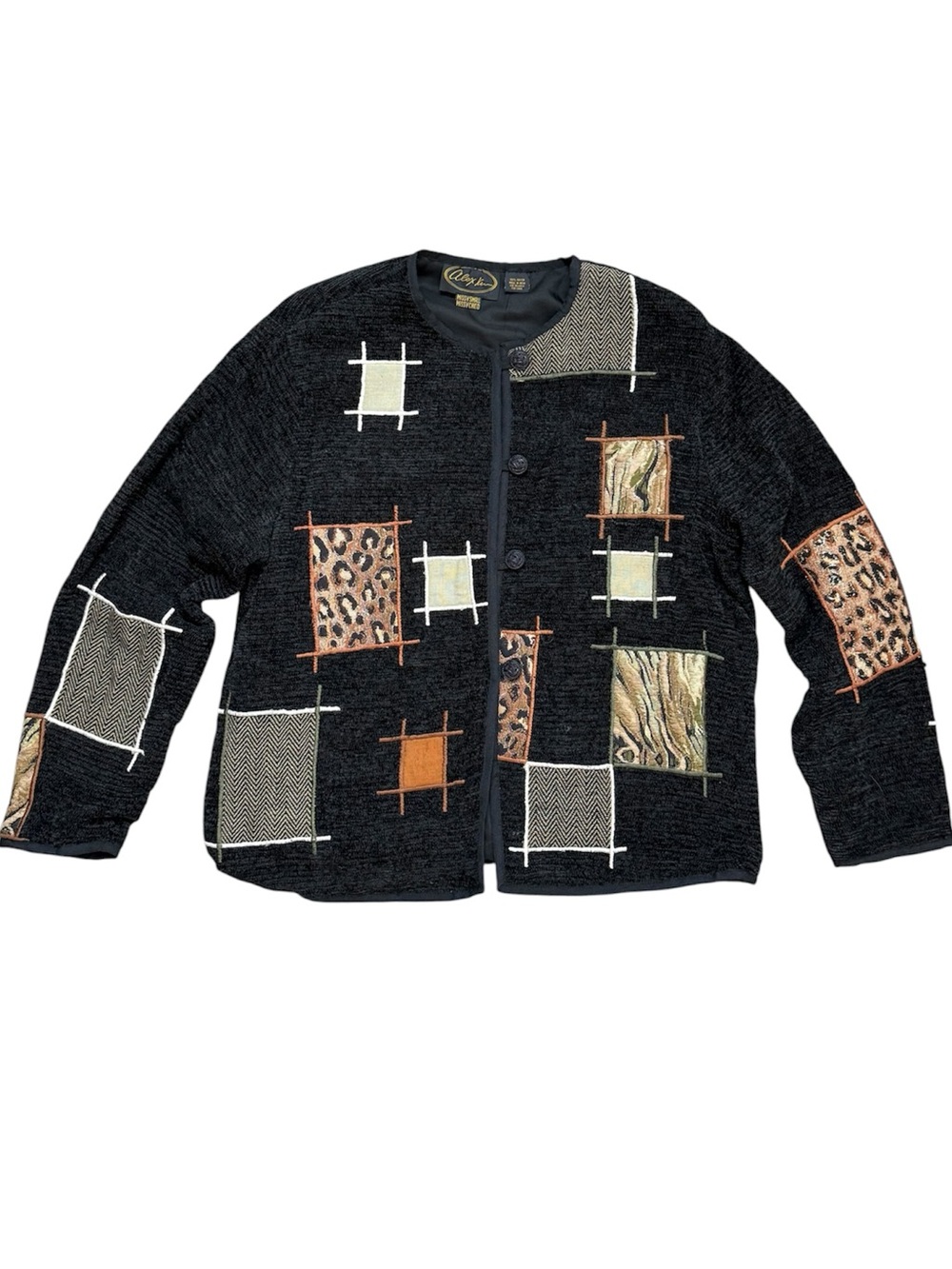 Alex Kim Vintage Jacket Blazer Coat Textured Boucle Patchwork S Small